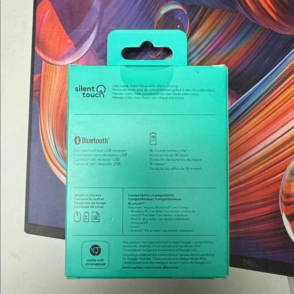 Logitech Silent Touch Bluetooth Mouse Packaging - Teal
